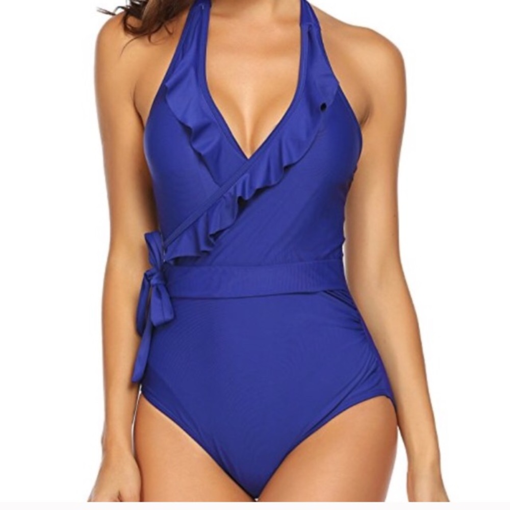 NWT dark blue halter neck swimsuit